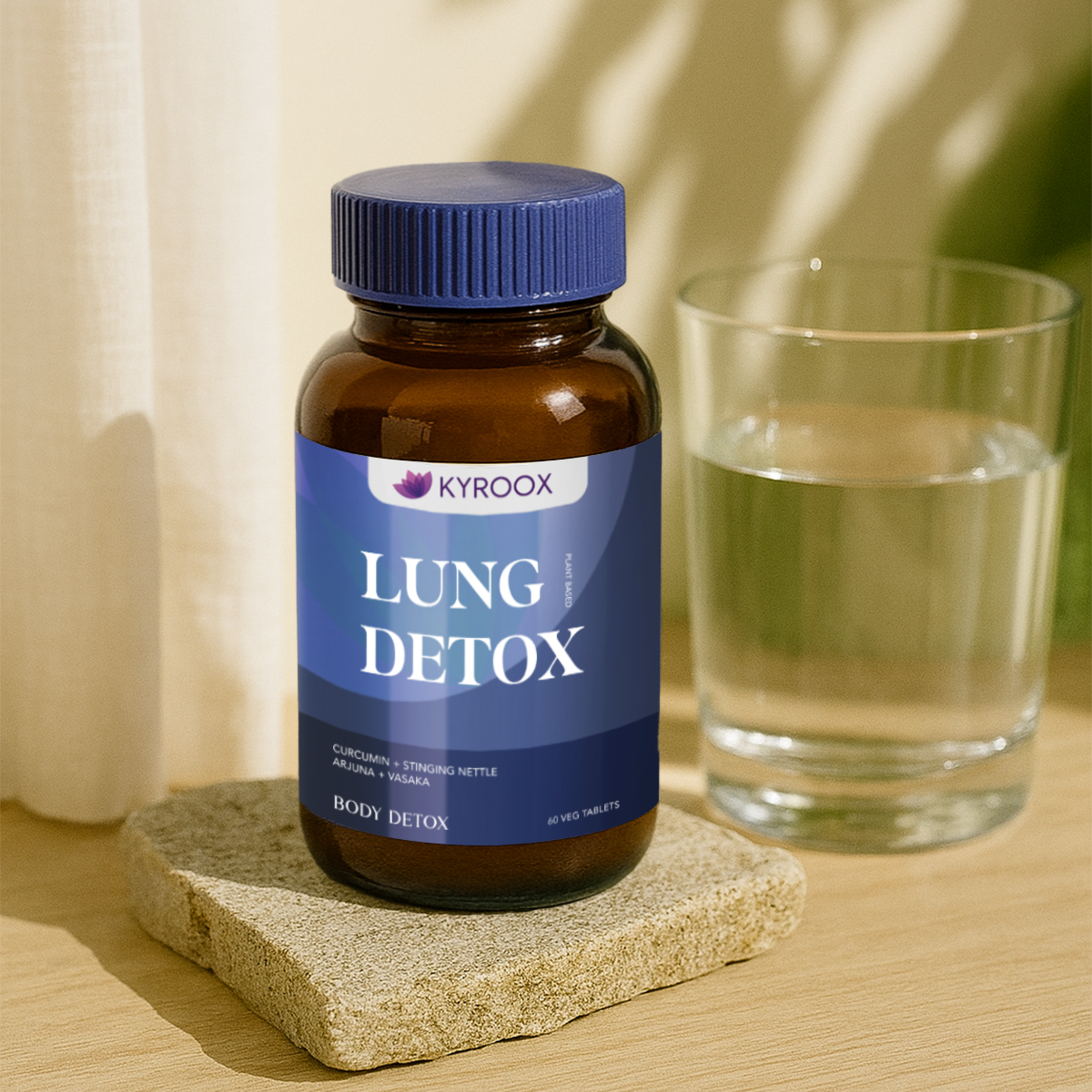 Kyroox DetoxBliss Lung Detox Cleanse Purify _ Curcumin Trikatu Punerneva Echinecea _ Respiratory Support Tar & Toxin Removal Antioxidant Herbal Supplement - 60 Vegetarian Tablets