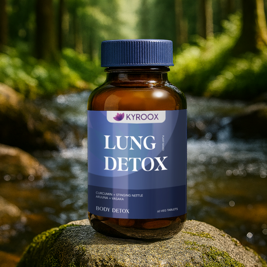 Kyroox DetoxBliss Lung Detox Cleanse Purify _ Curcumin Trikatu Punerneva Echinecea _ Respiratory Support Tar & Toxin Removal Antioxidant Herbal Supplement - 60 Vegetarian Tablets